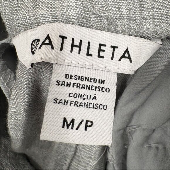 Athleta Women's Linen Drawstring Pants M Gray Breathable Beach Vacation - Picture 3 of 11